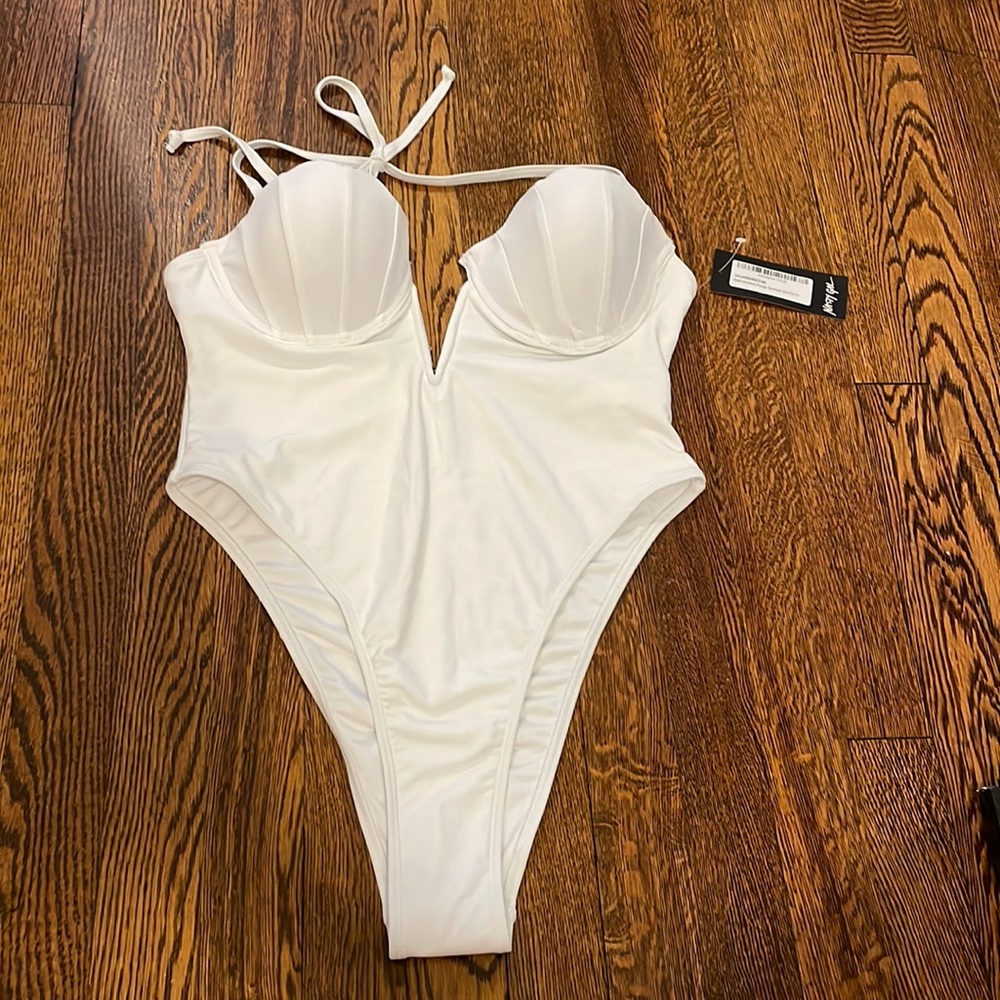 NWT! Nasty Gal White Shell One Piece Swimsuit!